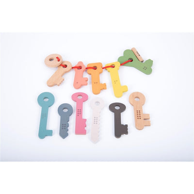 Llaves madera arco iris para enhebrar 12 pzas.