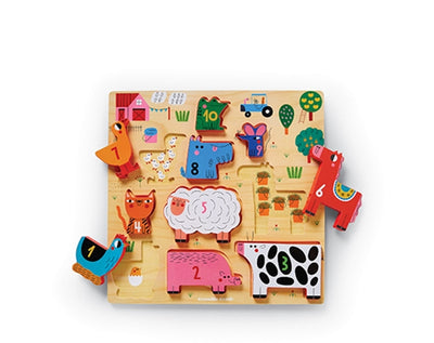 Stacking Wood Puzzle 123 Barnyard 10 pc