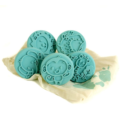 SET de 5 sellos animales (Girafa-León-Mono-Cocodrilo-Elefante)